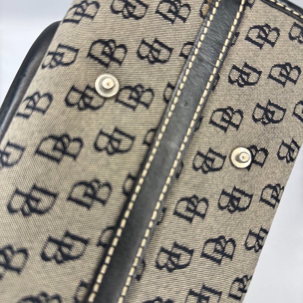 ! Vintage Dooney & Bourke Signature Logo Double Pocket Gray & Black Tote Bag ! - Picture 7 of 7